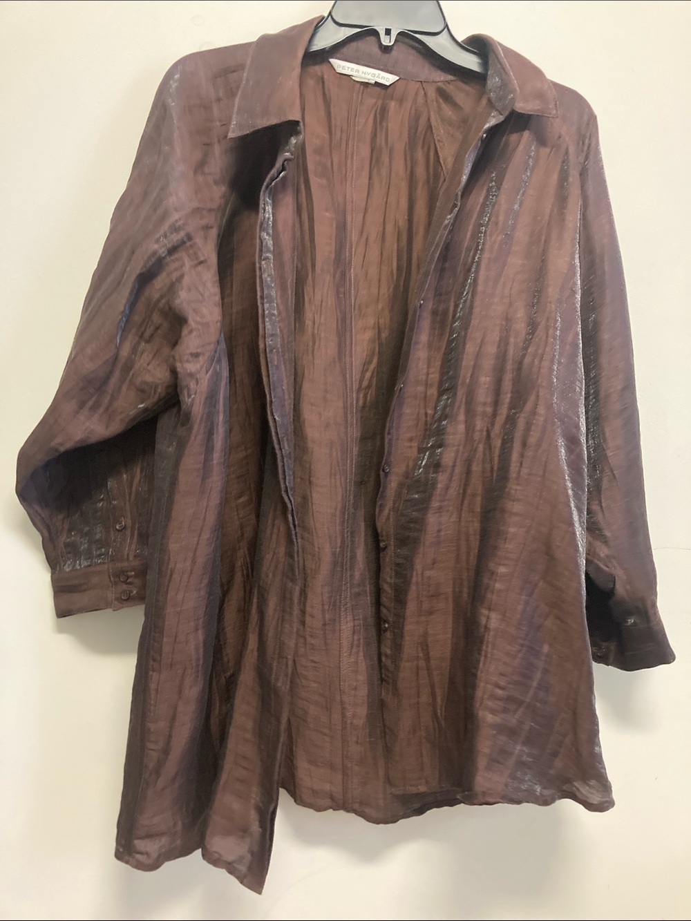 PETER NYGARD/Brown Sheer Lightweight Shirt Jacket